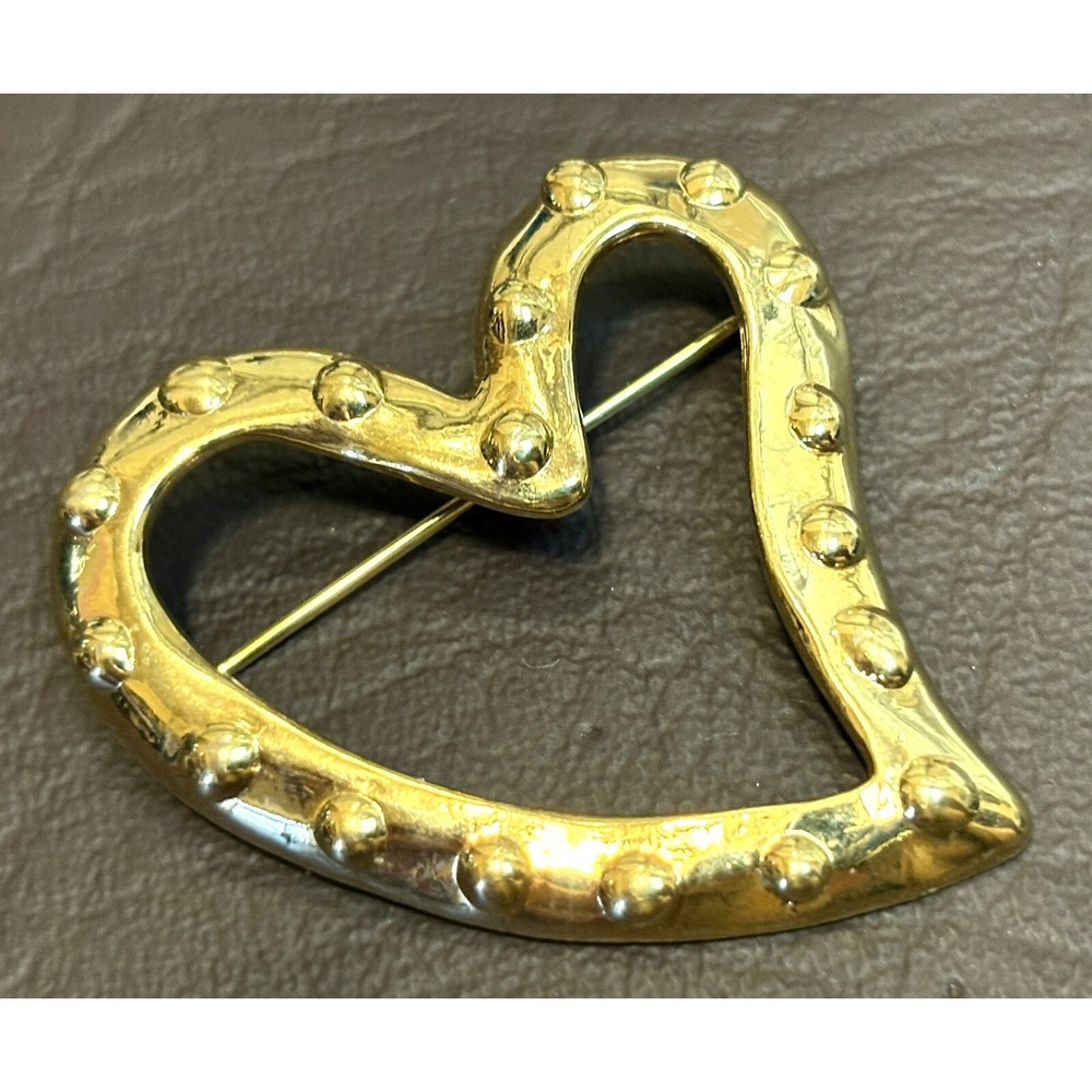 LARGE Vintage Designer CAROLEE Gold Tone Heart 1980s 1990s Runway 80s COUTURE